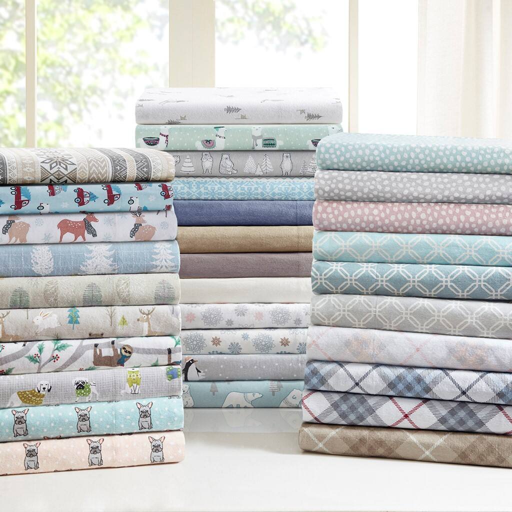 Alt View 4. Gracie Mills - Gracie Mills Persephone Cotton Flannel Sheet Set - Gray Skiers.