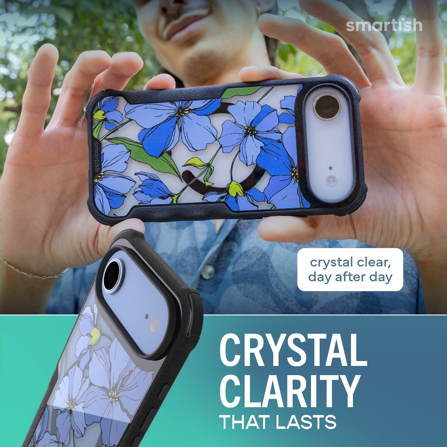 smartish  
smartish  
crystal clear, day after day  
CRYSTAL CLARITY THAT LASTS