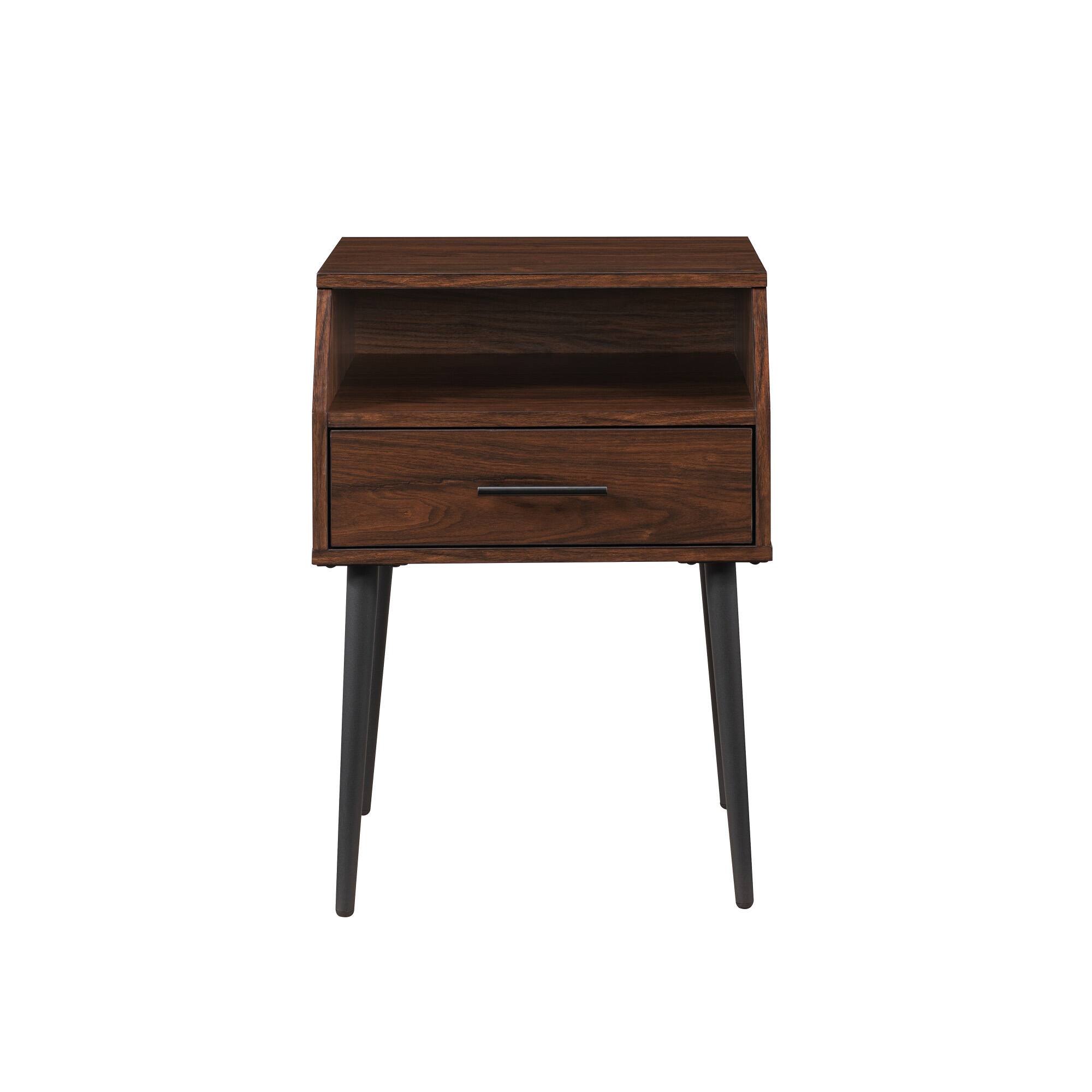 Front. Walker Edison - Contemporary Angled Nightstand - Dark Walnut/Black.