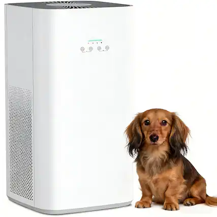 Front. VUSIGN - VUSIGN - Smart Air Purifier with H13 HEPA, 1800 Sq. Ft, WiFi Control, Air Quality Sensor - White.