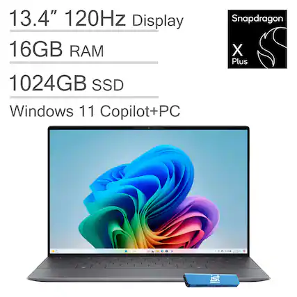 13.4" 120Hz Display
16GB RAM
1024GB SSD
Windows 11 Copilot+PC
Snapdragon X Plus
