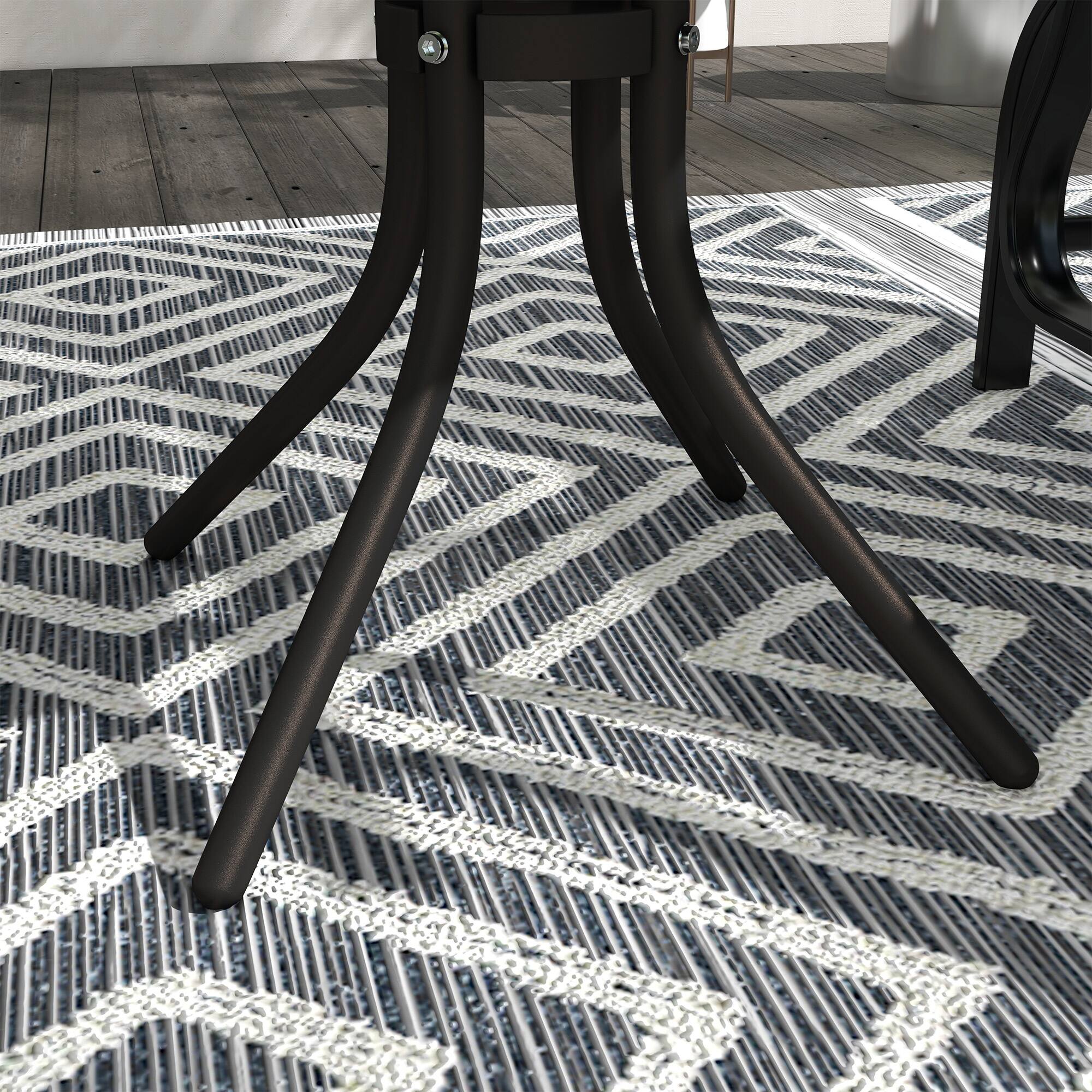 Alt View 5. Outsunny - 3-Piece Outdoor Gliders Set Bistro Set with Steel Frame, Tempered Glass Top Table for Patio, Garden, Backyard, Lawn - Light Blue.