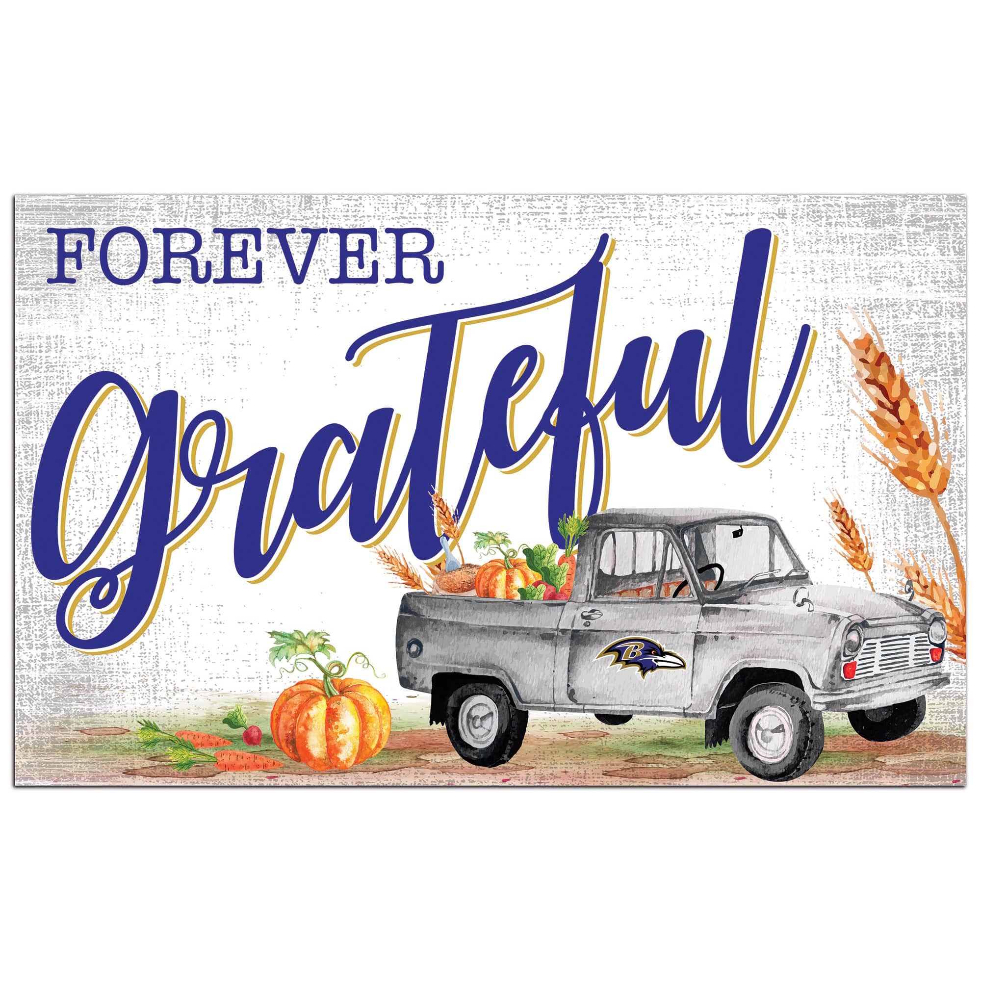 Fan Creations - Baltimore Ravens 11" x 19" Forever Grateful Sign - White