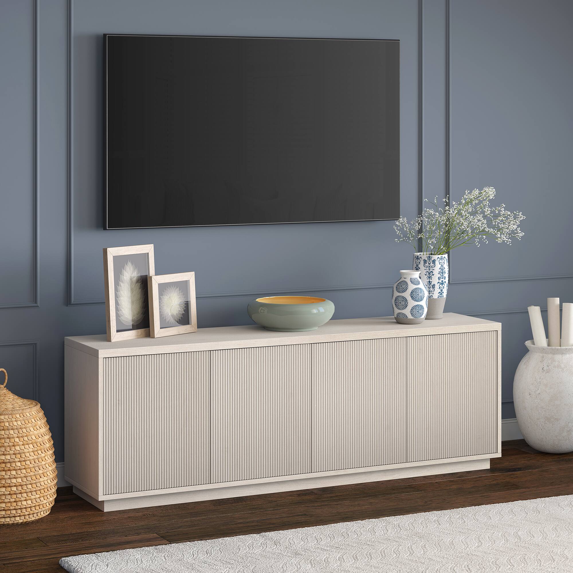 Alt View 35. Hudson&Canal - Hanson TV Stand for Most TVs up to 75" - Alder White.