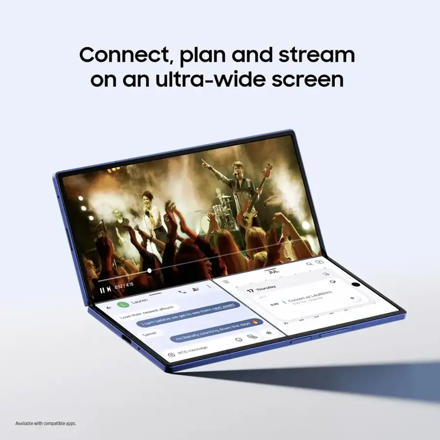 Connect, plan and stream on an ultra-wide screen

Available with compatible apps.