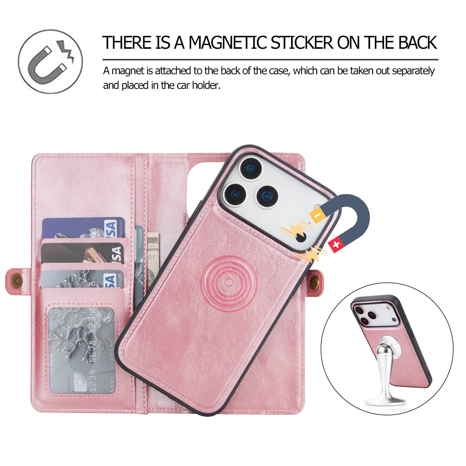 Dteck For iPhone 17 Pro Max Detachable Wallet Case Shockproof Leather ...