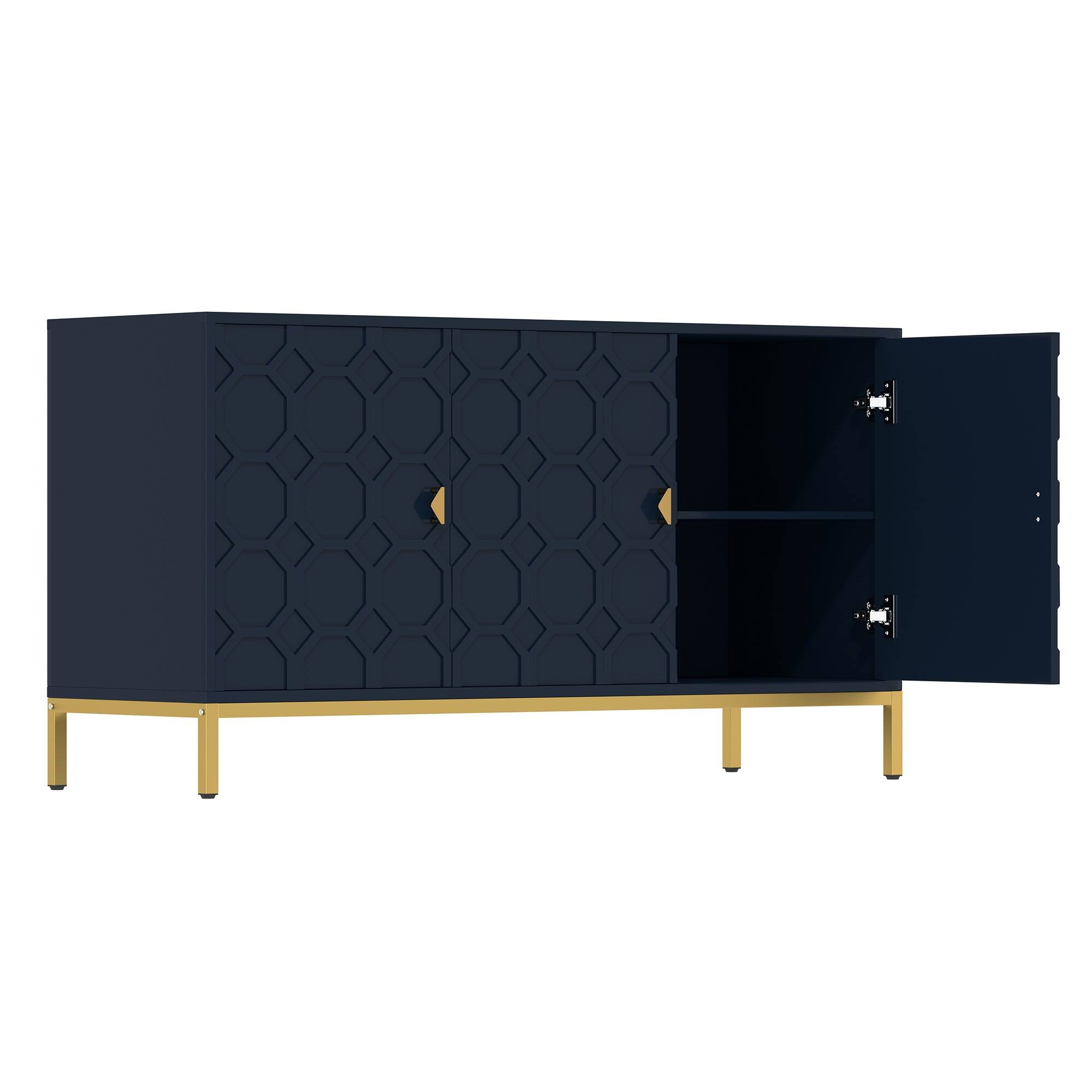 Alt View 9. Boyel Living - Freestanding Storage Cabinet 3-Door Accent Cabinet - Navy.