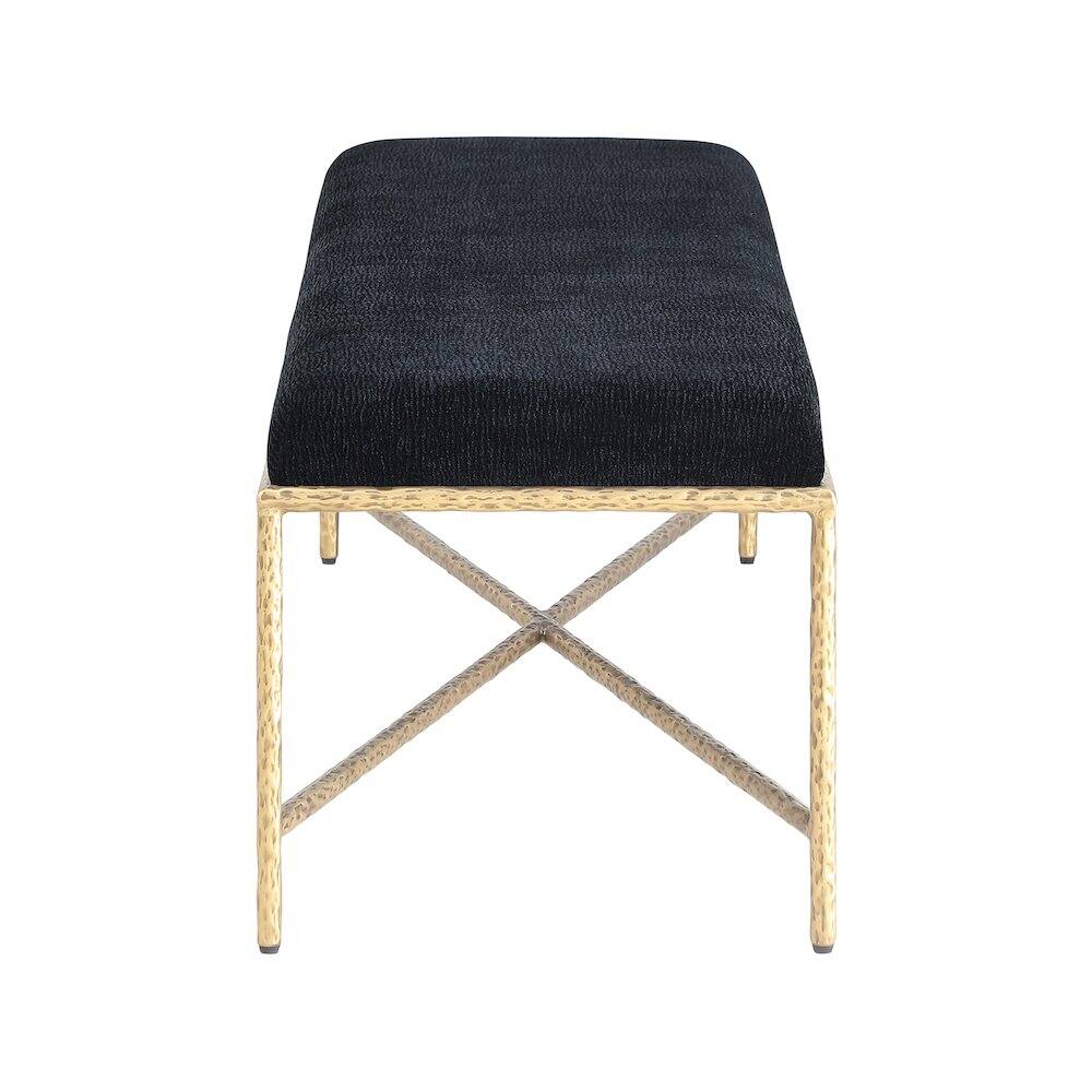 Alt View 3. Meridian Furniture - Valley Black Chenille Fabric Bench - Black.