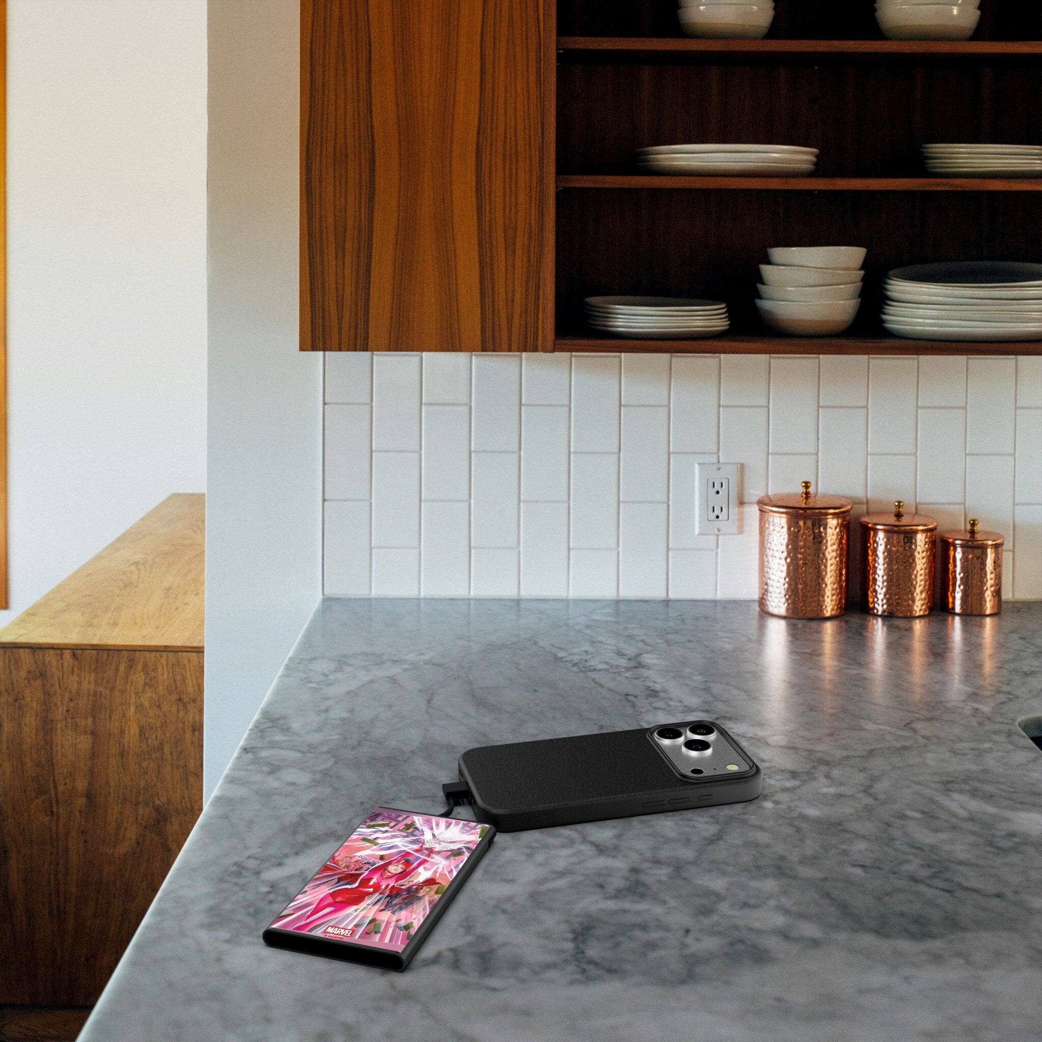 Back. Keyscaper - Marvel Cover Art 5000mAh Flat Powerbank - Scarlet Witch.