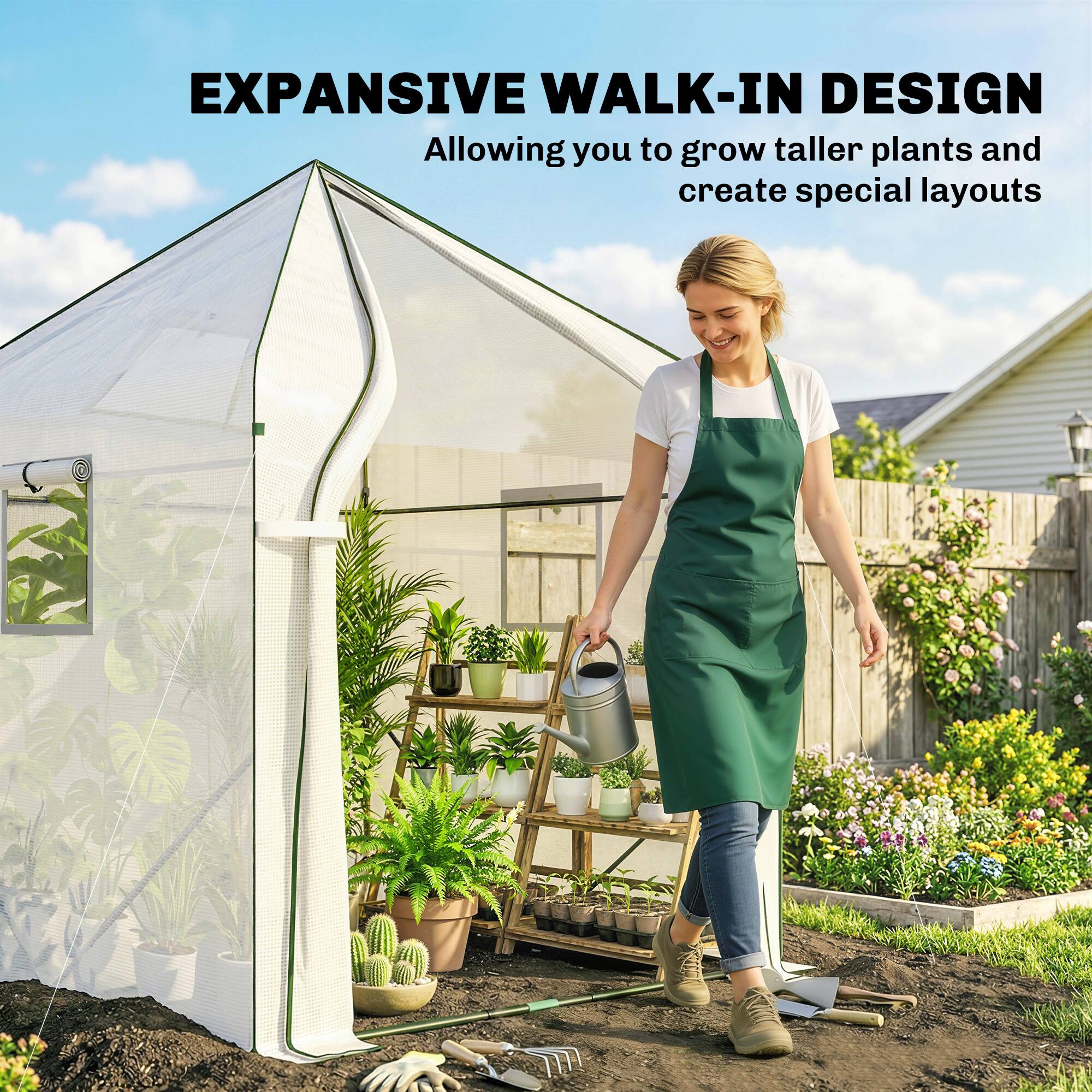 EXPANSIVE WALK-IN DESIGN  
Allowing you to grow taller plants and create special layouts