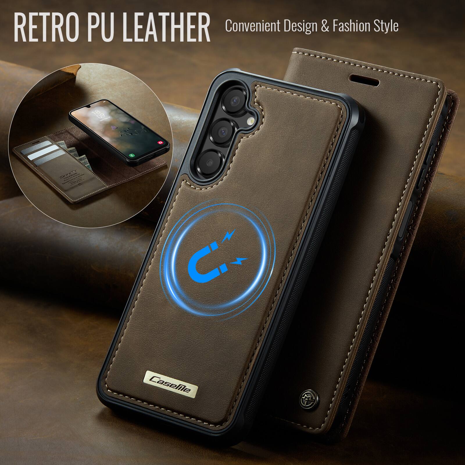 RETRO PU LEATHER  
Convenient Design & Fashion Style
