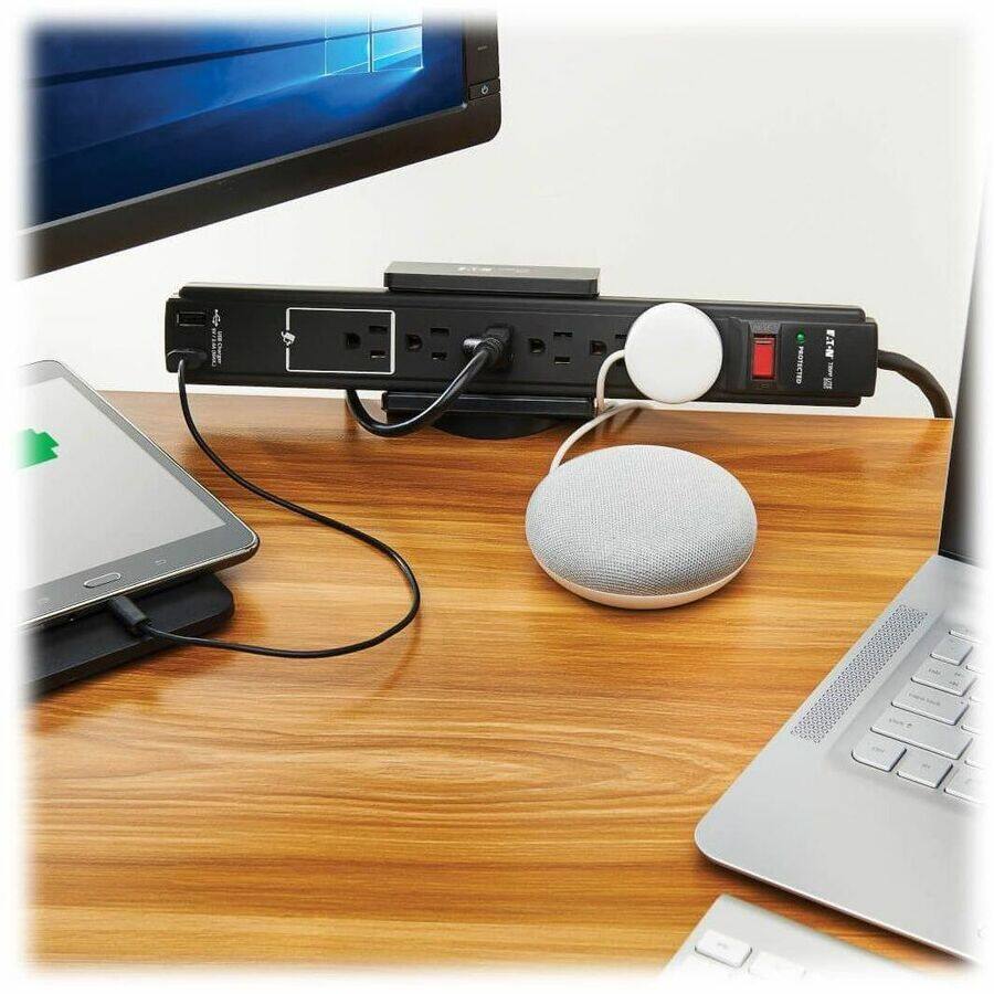 Alt View 4. Tripp Lite - Eaton Tripp Lite Series Clamp-On Power Strip Holder, Black - Acrylonitrile Butadiene Styrene (ABS), EVA Foam - Black.