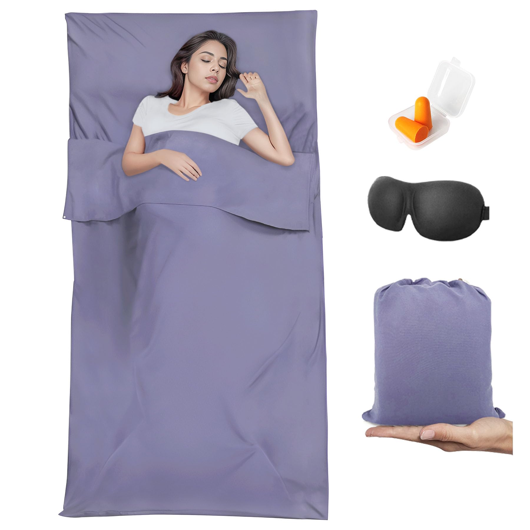 Dapper Styles Sleeping Bag Liner Travel Sheet Adult Sleep Sack Camping ...