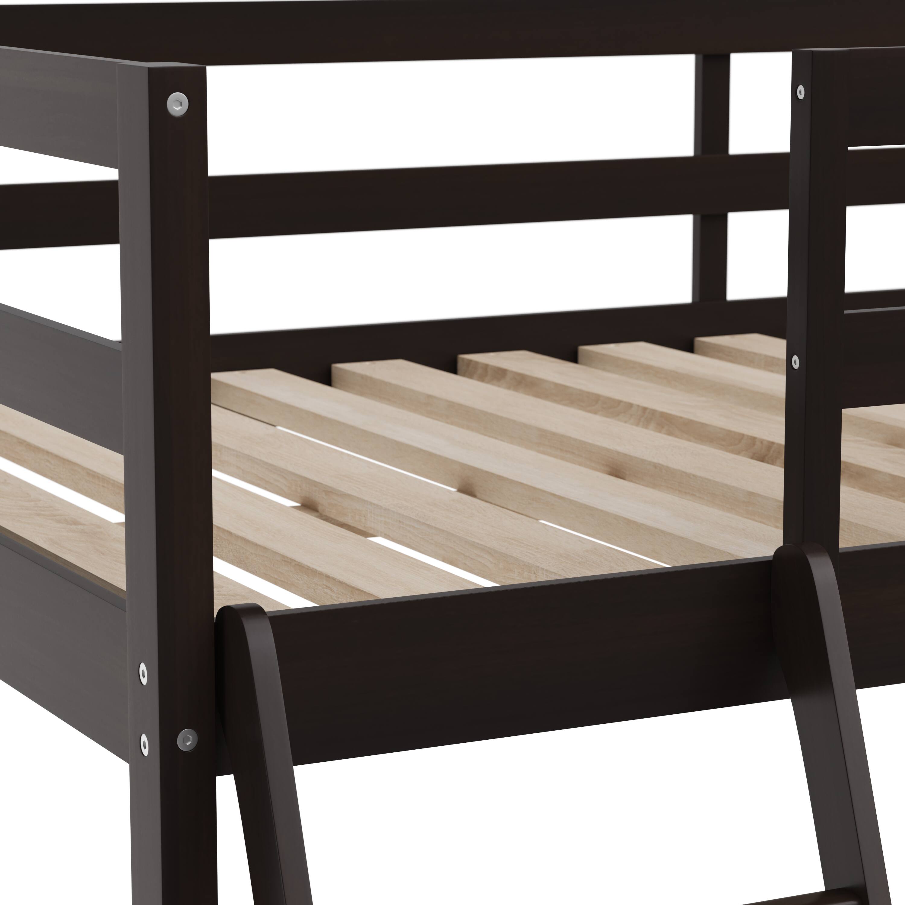 Alt View 10. Emma + Oliver - Wooden Loft Bed Frame with Integrated Desk and Ladder - Espresso.