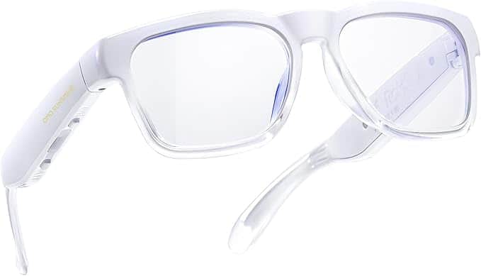 OhO sunshine - Smart Glasses with Blue Light Blocking lens, Open-Ear Bluetooth Speakers - White