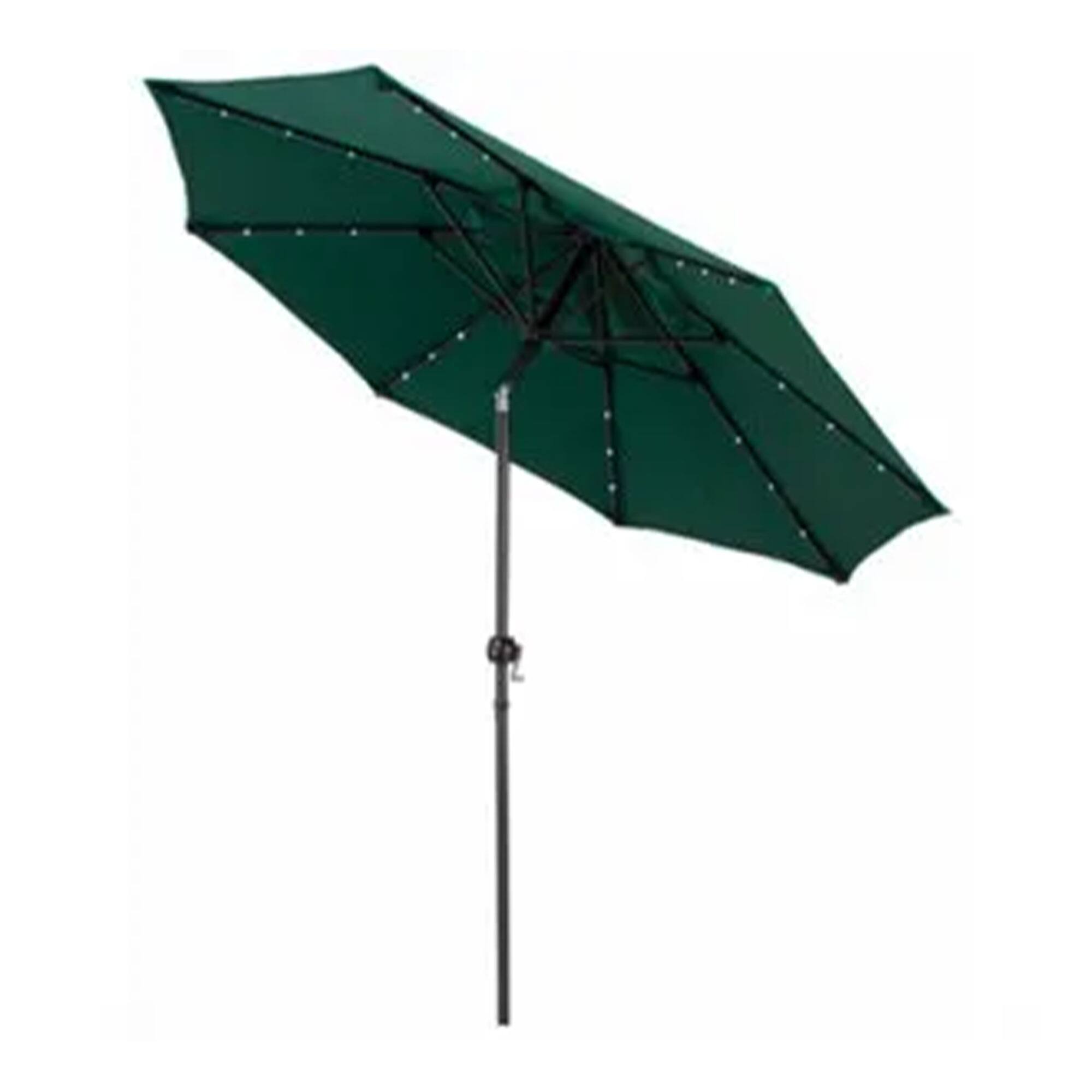 Alt View 3. Four Seasons Courtyard - Four Seasons Courtyard 9’ Polyester LED Steel Pole Patio Market Umbrella, Green - Green.