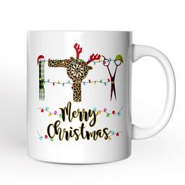 OrnamentallyYou - Hairdresser Buffalo Plaid Mug Christmas - White