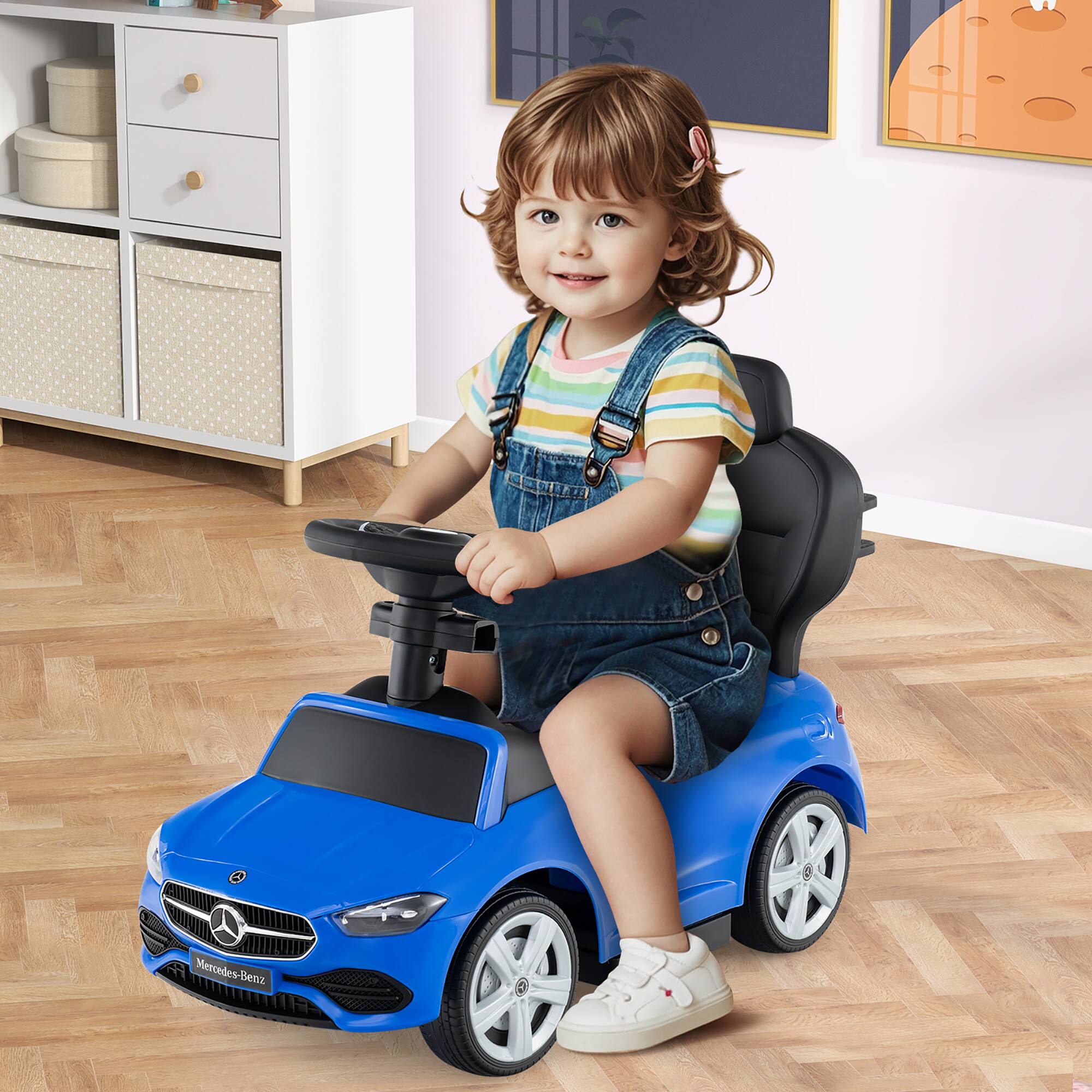 Alt View 1. Gymax - Gymax 3-in-1 kid Push Car w/Adjustable Canopy Under Seat Storage Realistic Sounds Navy - Navy.