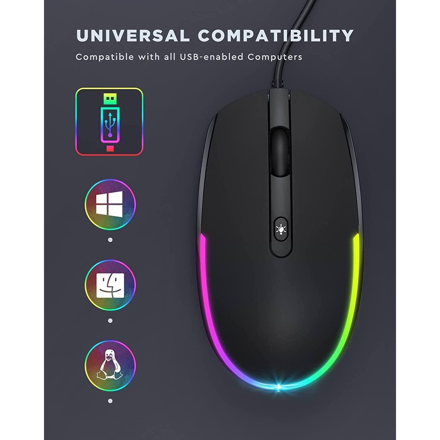 Earthley Blooms Wired Mouse Usb Computer With Rgb Backlit Optical Led ...