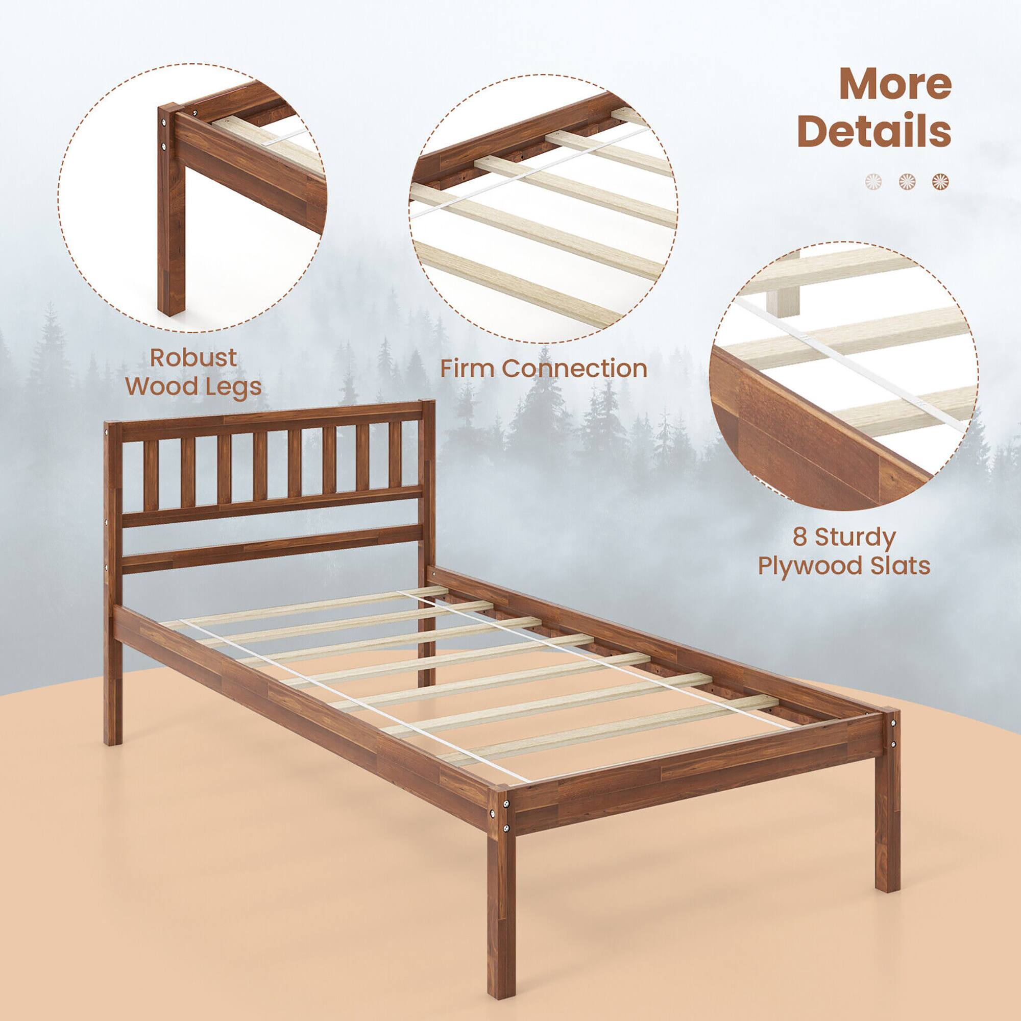 More Details

- Robust Wood Legs
- Firm Connection
- 8 Sturdy Plywood Slats