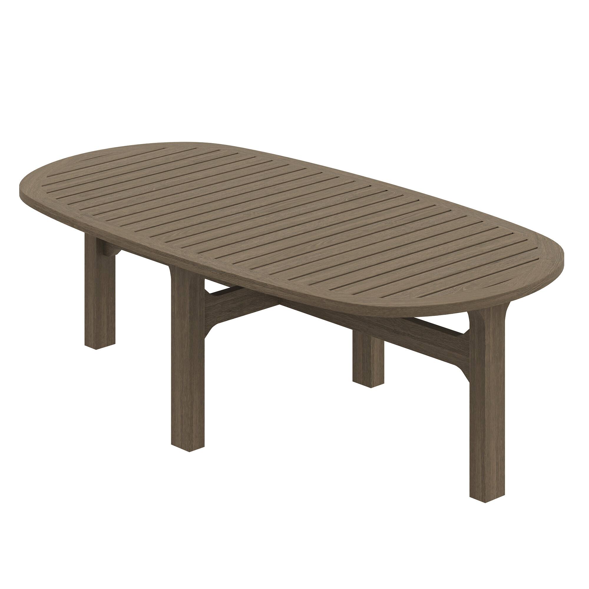 Alt View 4. Modway - Saratoga Oval Outdoor Patio Teak Wood Coffee Table by Modway - Weathered Gray.