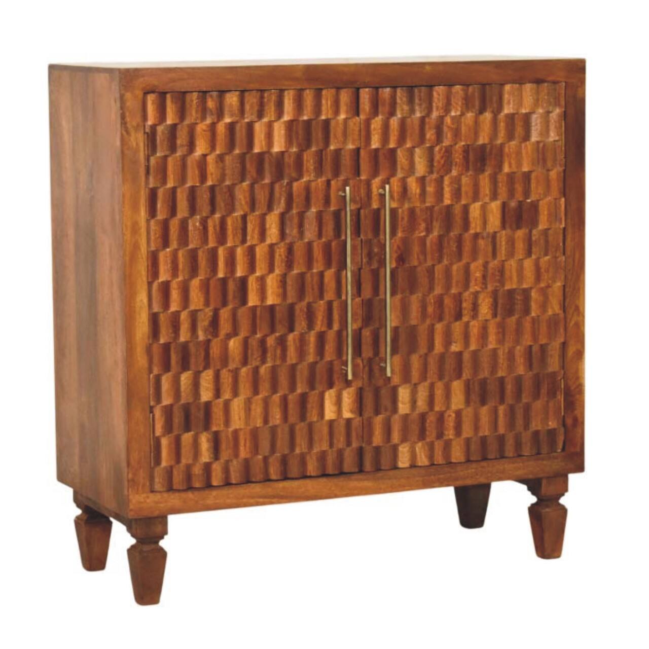 Left. Artisan Furniture - Artisan Furniture Solid Wood Cadiz Carved Cabinet - Brown.