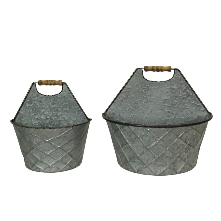 Small And Large Rocks Special T Imports Large & Small Galvanized Metal Rustic Wall Pocket ...
