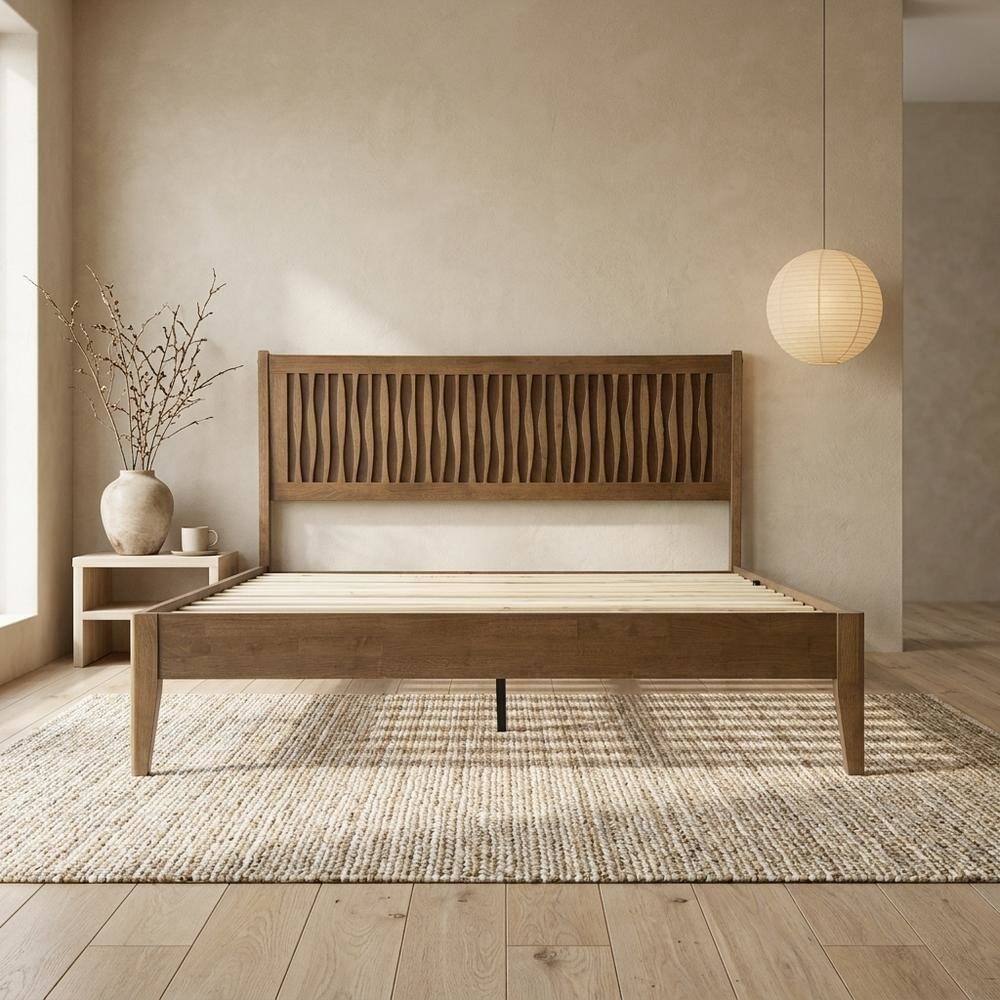 Alt View 5. FurniFact - Solid Wood Platform Bed - Barnwood.