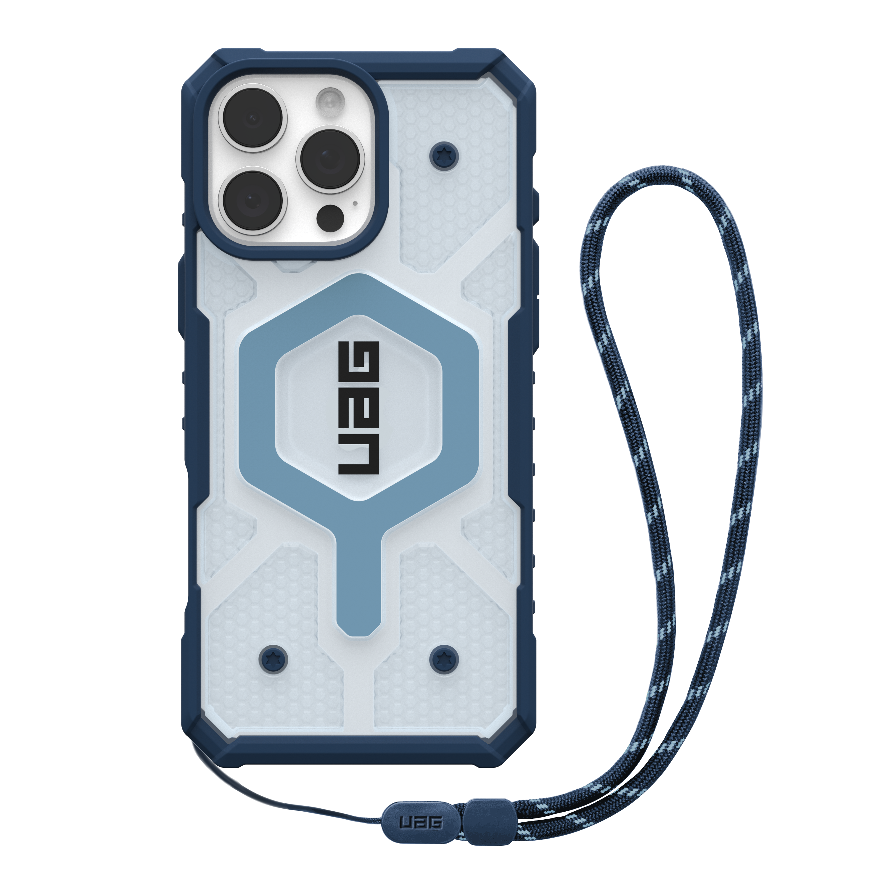 UAG - Bundle: Pathfinder Series MagSafe Case and Lanyard for iPhone 16 Pro Max - Blue/Clear - Front_Zoom