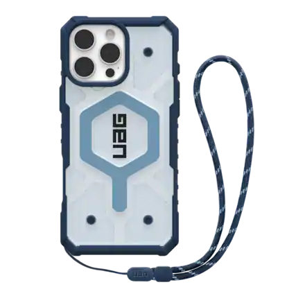 Front. UAG - Bundle: Pathfinder Series MagSafe Case and Lanyard for iPhone 16 Pro Max - Blue/Clear.