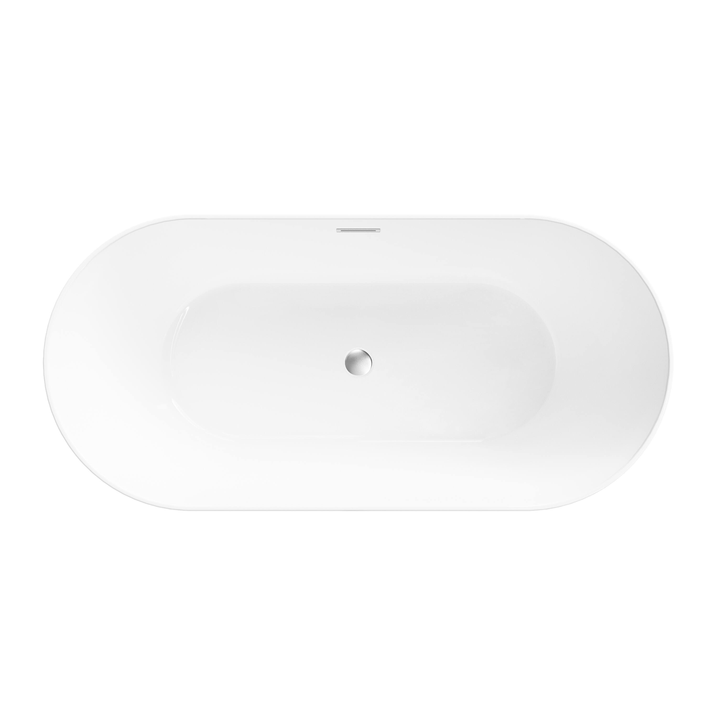 Alt View 10. WELLFOR - Elego 67 in. x 31.5 in. Acrylic Oval Freestanding Soaking Bathtub with Center Drain and Overflow - White.
