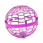 Front. Toynk - Light-Up Flying Drone Spinner Ball Rechargeable Fidget Toy | Pink - Pink.