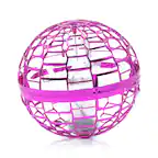 Front. Toynk - Light-Up Flying Drone Spinner Ball Rechargeable Fidget Toy | Pink - Pink.