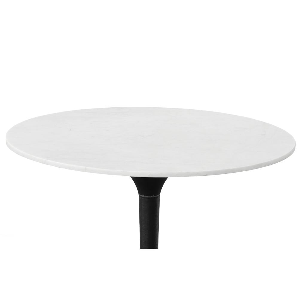 Alt View 1. Carolina Chair & Table - Enzo 30" Round Marble Top Dining Table - White Top - Black Base - White.