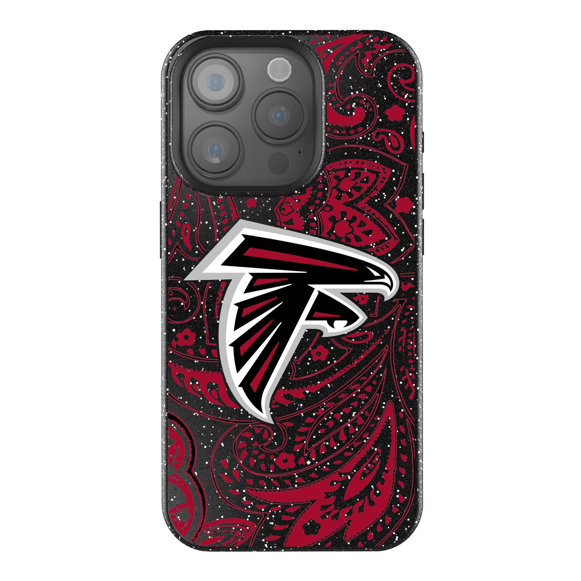 Front. Keyscaper - Atlanta Falcons Paisley Bling iPhone Case - 16 Pro Max - Black.