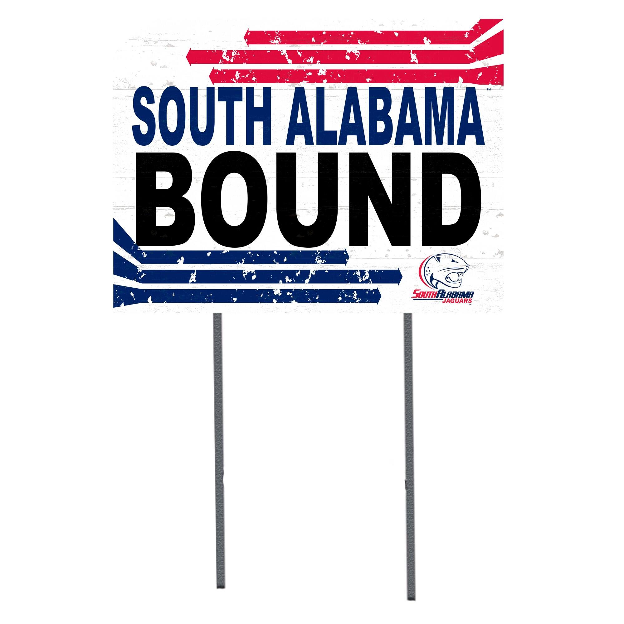 White South Alabama Jaguars 18" x 24" Bound Yard Sign