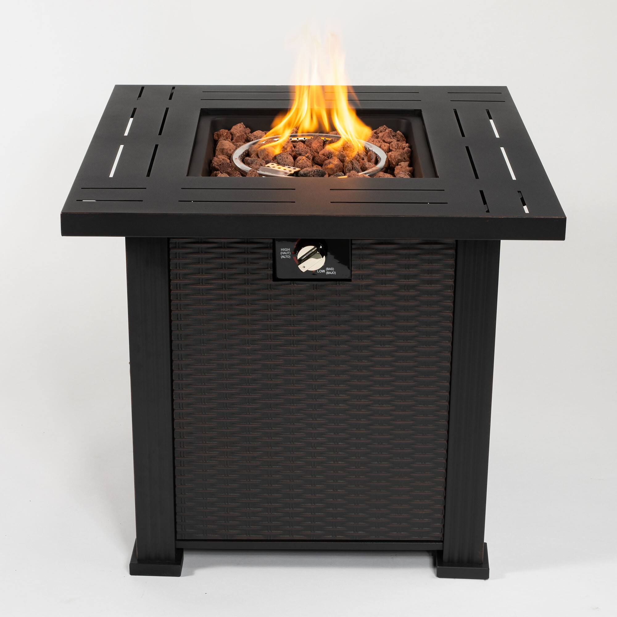 Alt View 5. Lirago - 28" Outdoor Propane Fire Pit Table 50000 BTU Square Steel Table Top Fire Pit for Patio Deck Garden Backyard Black - Black.