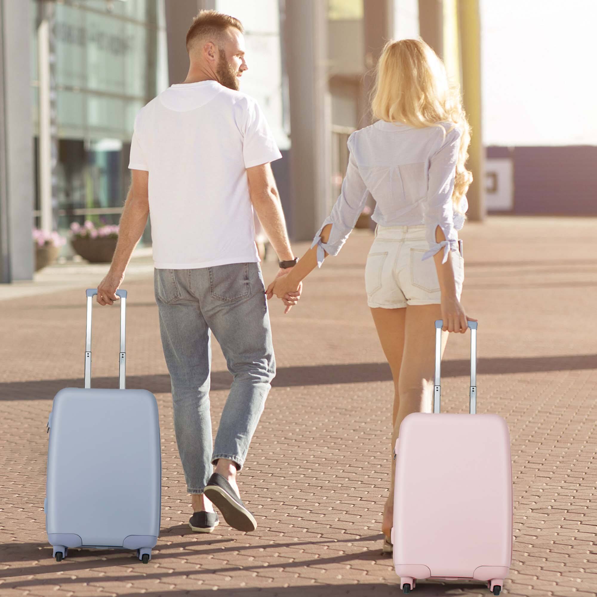 Alt View 13. Costway - 20" Carry-on Luggage PC Hardshell Airline Approved Lightweight Suitcase - Blue.