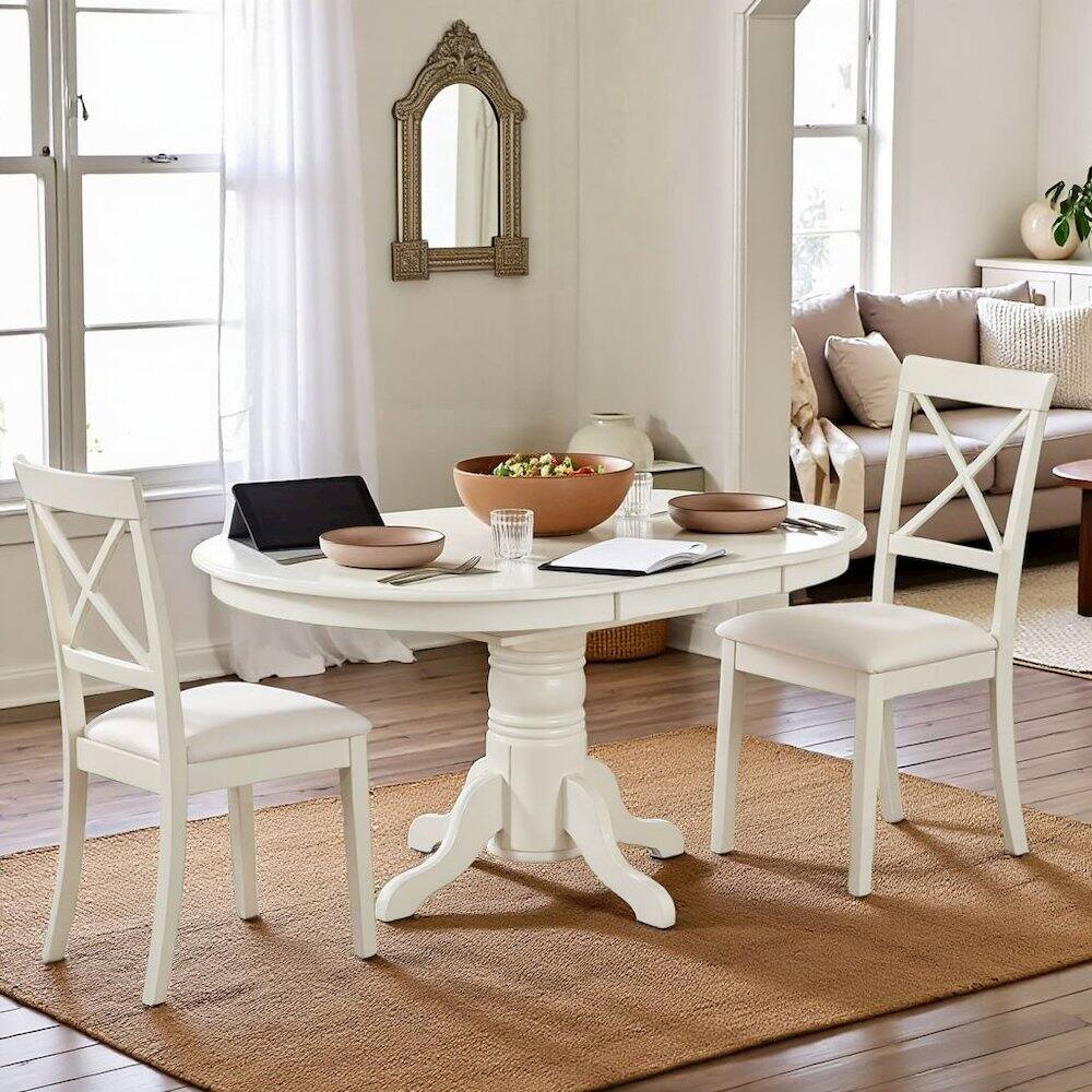 Alt View 6. FurniFact - White 5 Pc Kitchen Table Chairs Set of 4 - Brown.