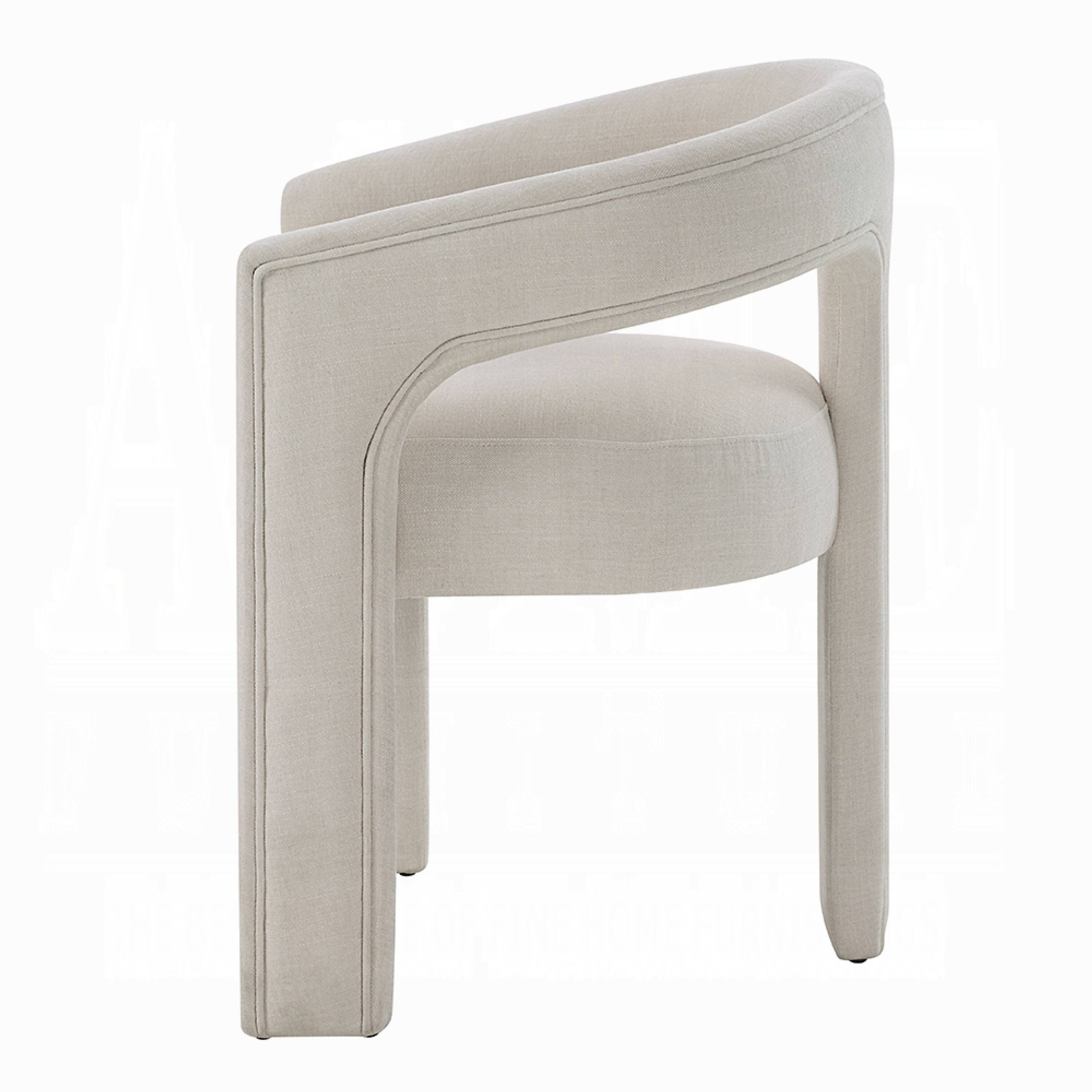 Alt View 3. Manhattan Lane - Gamo Set of 2 Side Dining Chair, Rounded Back, Modern White Chenille - White.