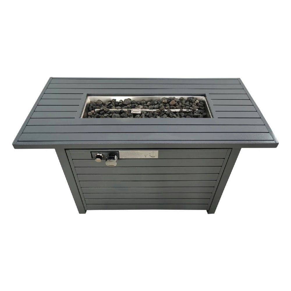 Front. Resenkos - 24" Propane Fire Pit Table, Gas Fire Pits for Outside Patio with Auto-Ignition, Gray.