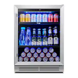Yeego - 24 inch Beverage Cooler & Energy-Efficient Beverage Fridge Auto Defrost Perfect for Home Office Bar - Stainless Steel