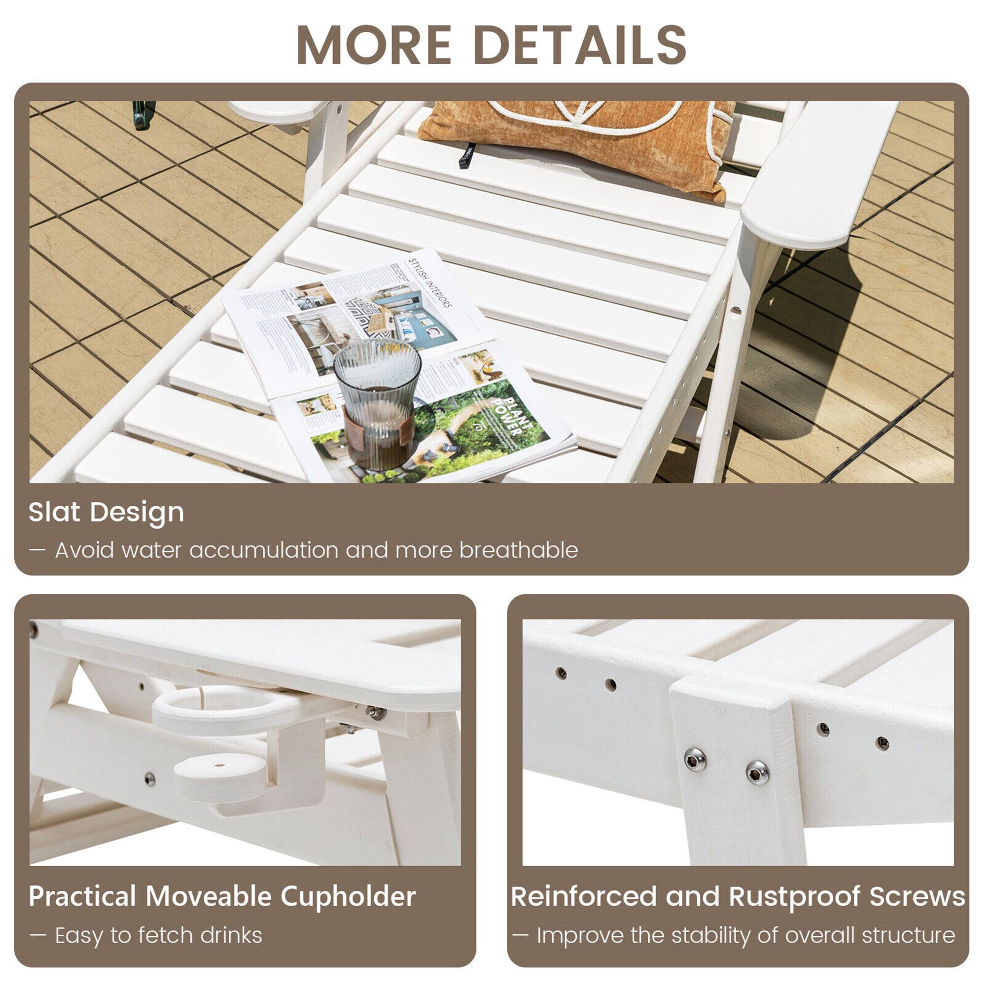 MORE DETAILS

Slat Design
Avoid water accumulation and more breathable

Practical Moveable Cupholder
Easy to fetch drinks

Reinforced and Rustproof Screws
Improve the stability of overall structure