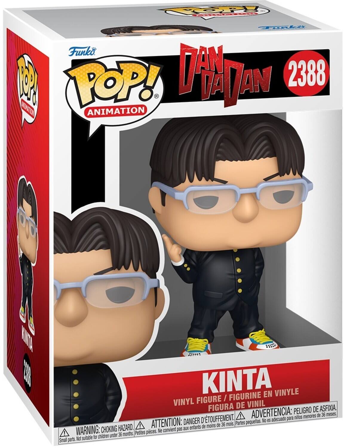 Funko POP! Animation  
Dan Dan  
2388  

KINTA  
Vinyl Figure / Figurine en Vinyle / Figura de Vinil  

Warning: Choking Hazard. Small parts. Not suitable for children under 36 months.  
Advertencia: Peligro de asfixia. No es adecuado para niños menores de 36 meses.  
Attention: Danger d'étouffement. Ne convient pas aux enfants de moins de 36 mois.