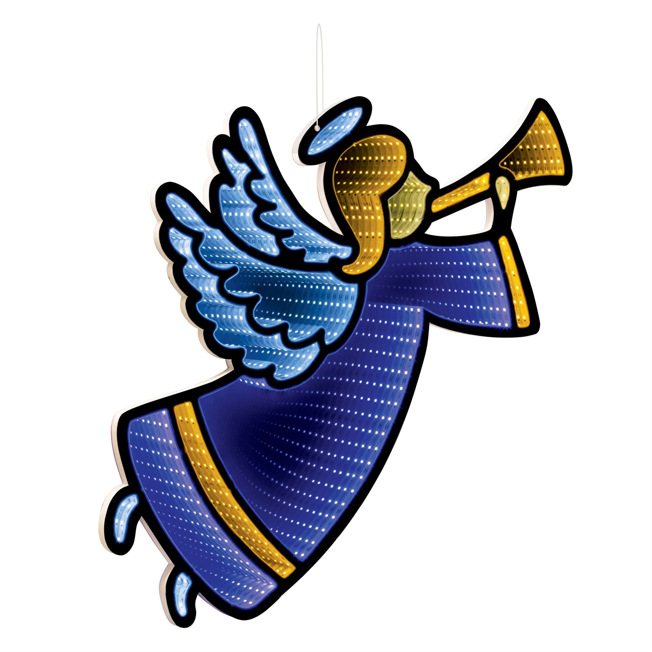 Front. BreeBe - Angel with Horn Ekkolight 24.5"H - Blue, Yellow.