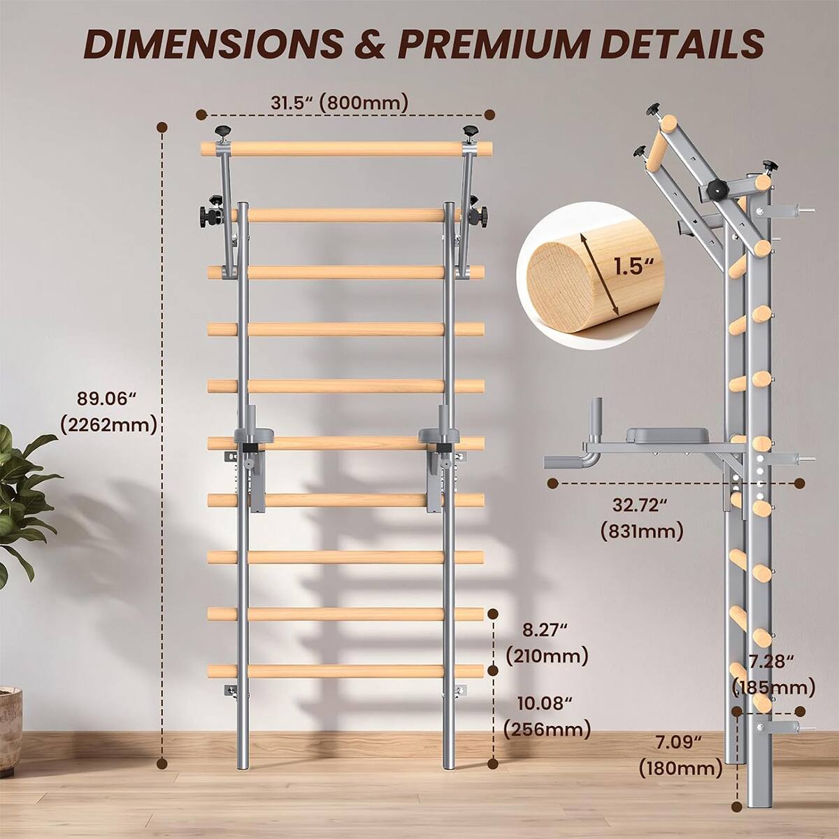 DIMENSIONS & PREMIUM DETAILS

31.5" (800mm)

1.5"

89.06" (2262mm)

32.72" (831mm)

8.27" (210mm)

7.28" (185mm)

10.08" (256mm)

7.09" (180mm)