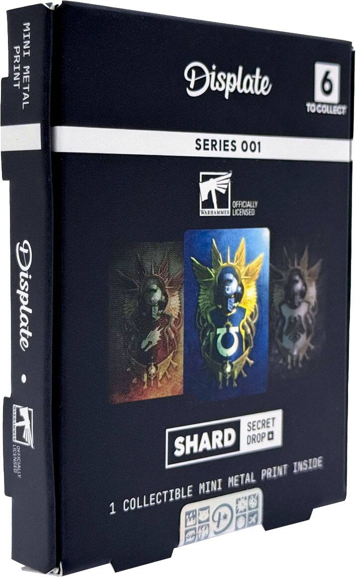 MINI PRINT METAL  
Displate 6 to COLLECT SERIES 001  
OFFICIALLY WARHAMMER LICENSED  
SECRET SHARD DROP  
1 COLLECTIBLE MINI METAL PRINT INSIDE