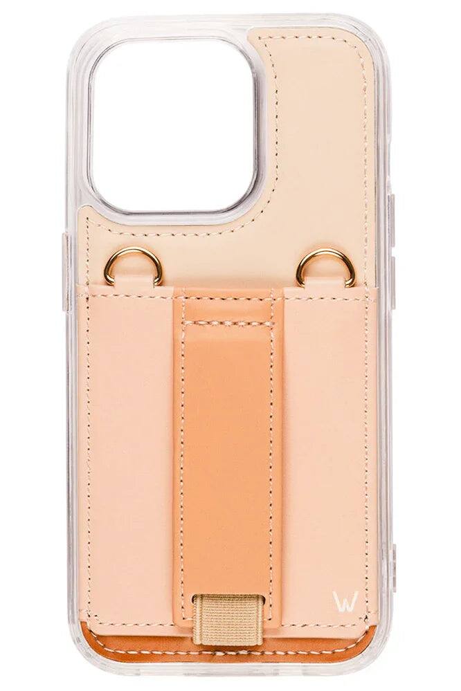 Front. Walli Cases - Walli Cases iPhone 13 Pro Purse Phone Case with Wallet and Finger Strap - Creamsicle Color Block - Creamsicle Color Block.