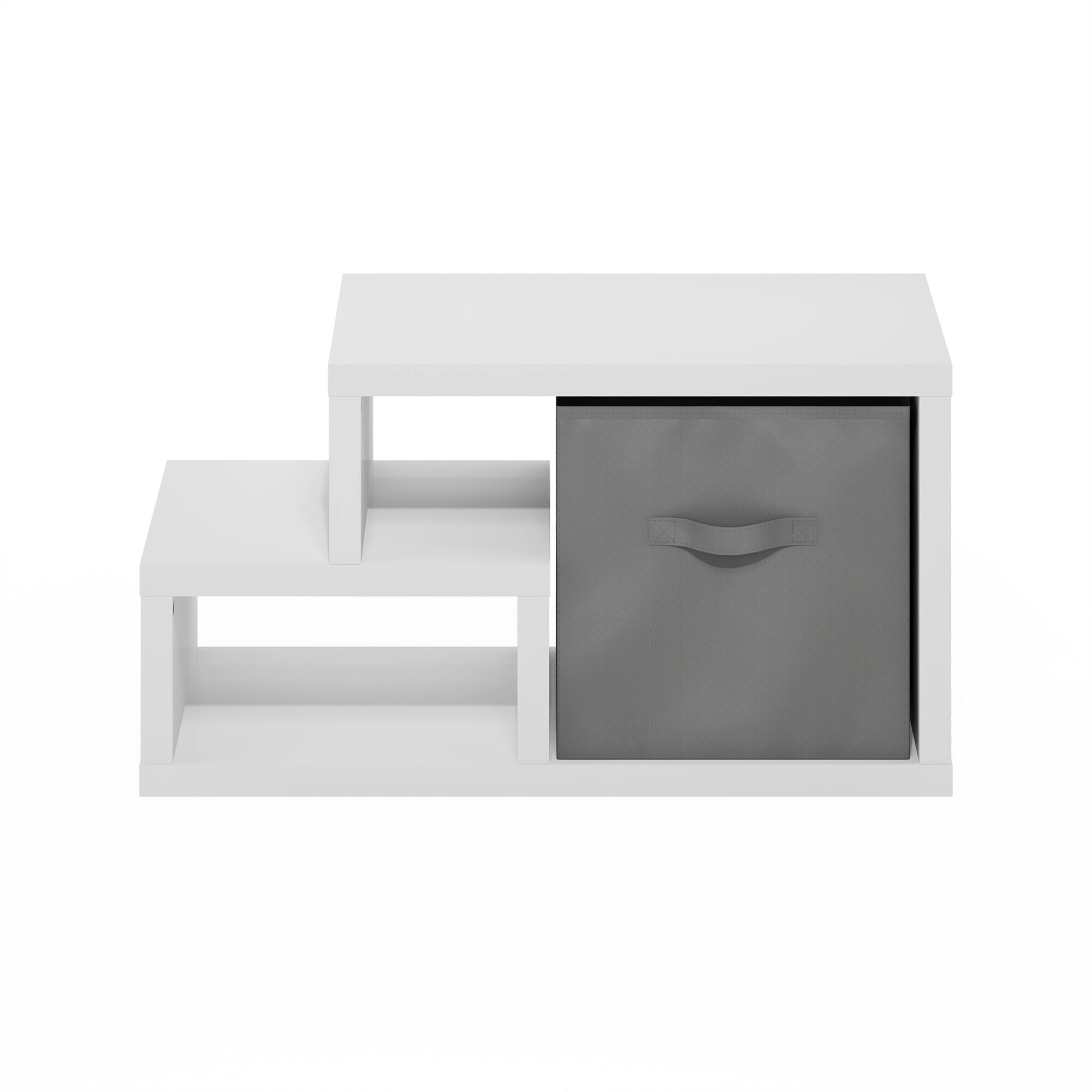 Alt View 1. Furinno - Viola Multipurpose Shelf, with Storage Bin, White/Light Grey - White/Light Grey.