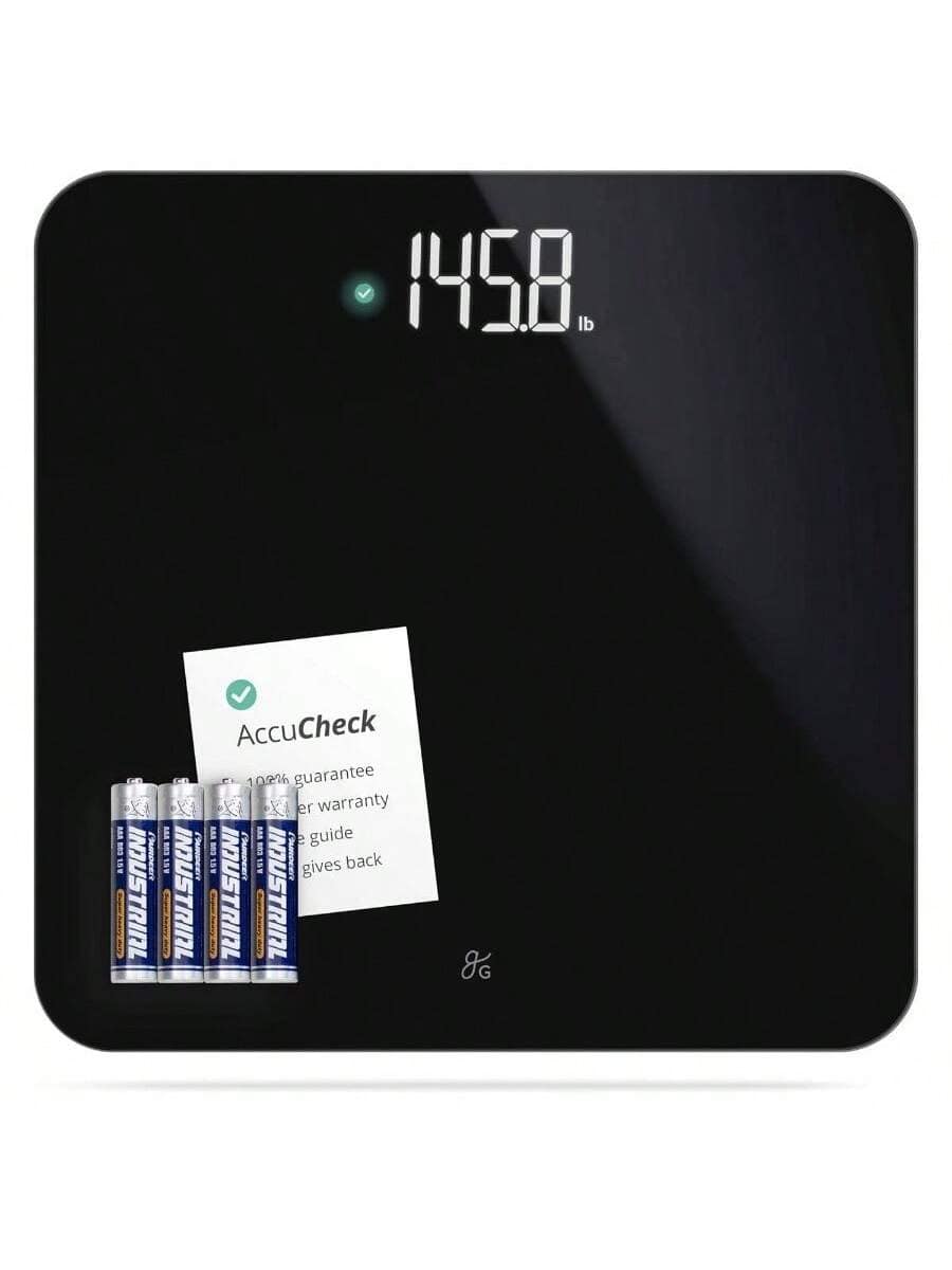 The Best Inks - Digital AccuCheck Bathroom Scale Body Weight, Capacity to 400 lbs, Included, Modern Aesthetic Our sleek - Black